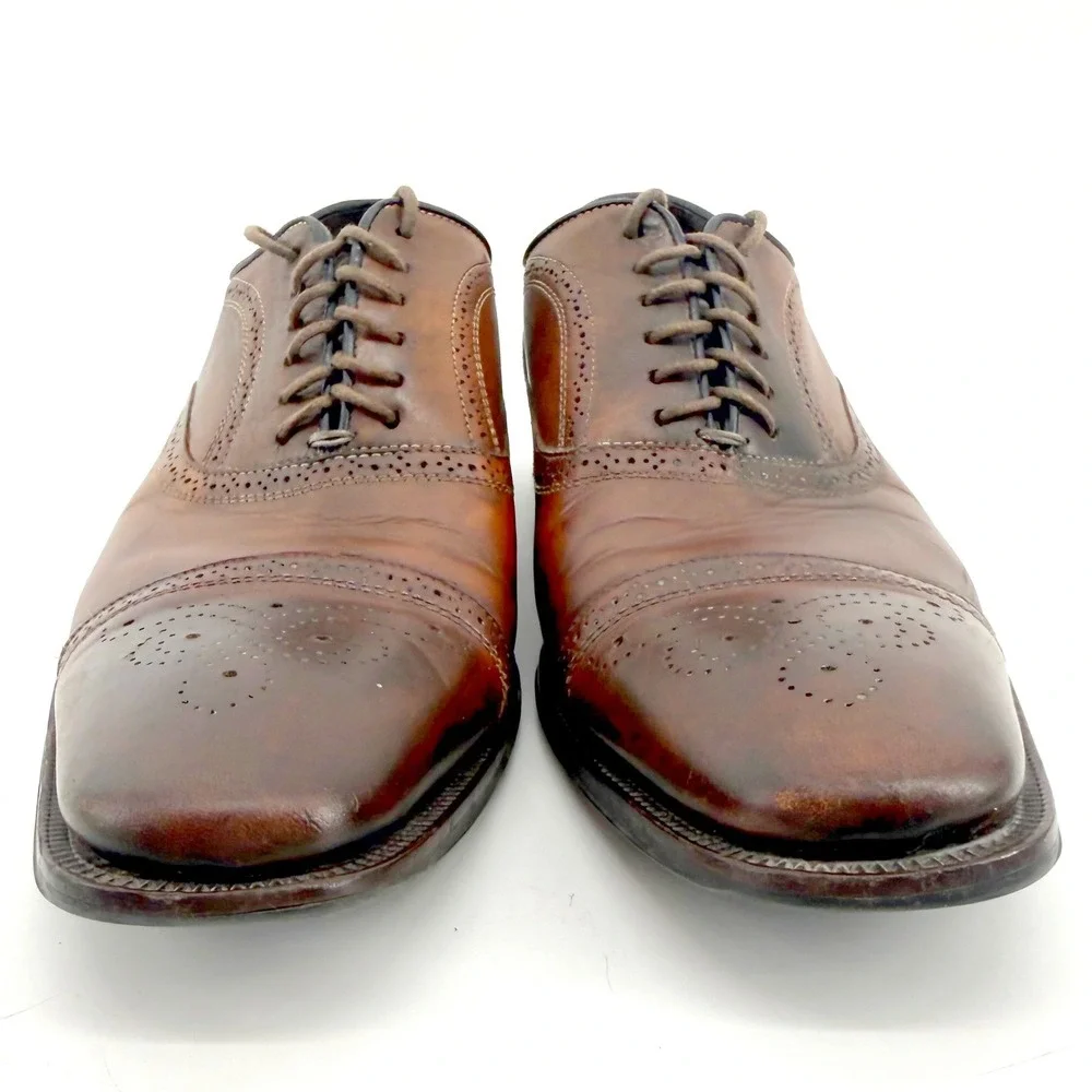 To Boot New York Oxford Mens 8 Brown Medallion Cap Toe Leather Italy Heritage
